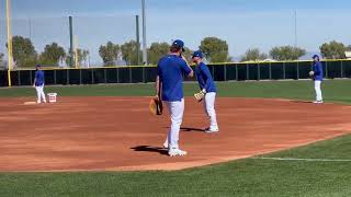 Patrick Wisdom working on his first base defense -- Chicago Cubs Spring Training 2024