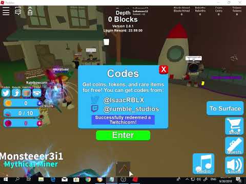 Best Twitch Codes Roblox Mining Simulator Youtube