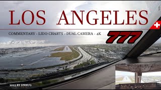 Rainstorm Landing at Los Angeles B777-300ER Pilot view in 4K 2023