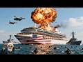 5 minutes ago! US cruise ship carrying 50,000 mercenaries was destroyed by Iran's best pilots