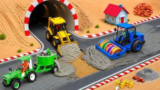 DIY Mini Tractor and Road Roller Build a Concrete Road for Trucks After the Storm