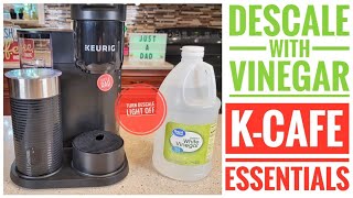 HOW TO CLEAN / DESCALE Keurig KCafe Essentials Coffee Maker with Vinegar & DISABLE THE CLEAN LIGHT