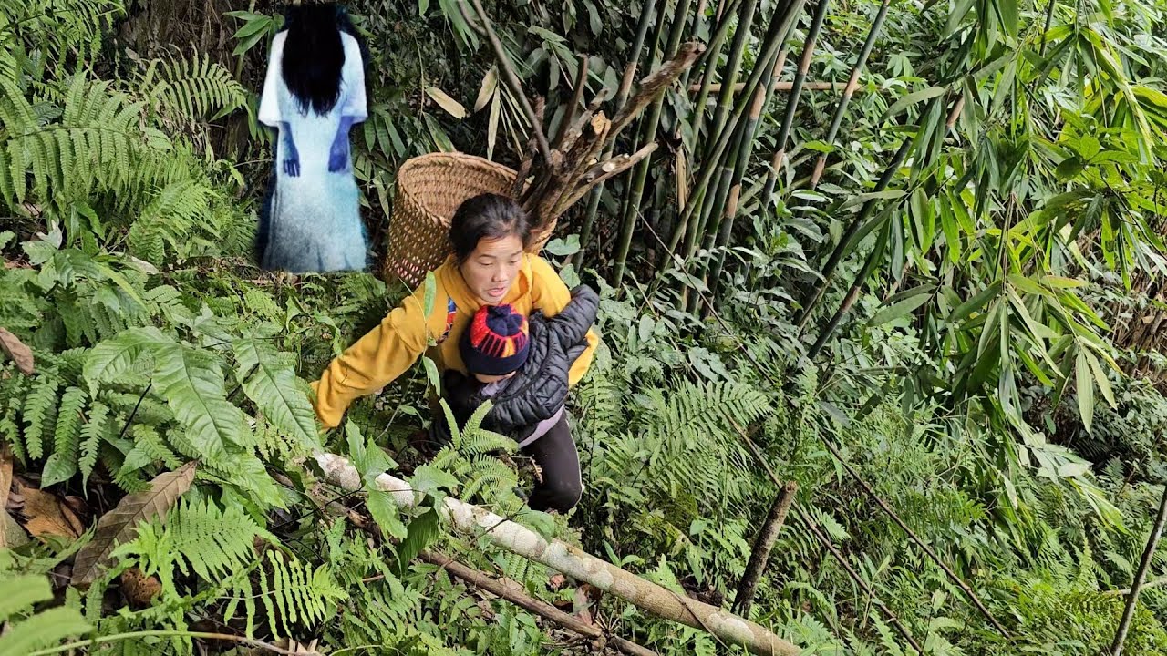 The woman and child carrying stones and chopping wood were startled ...