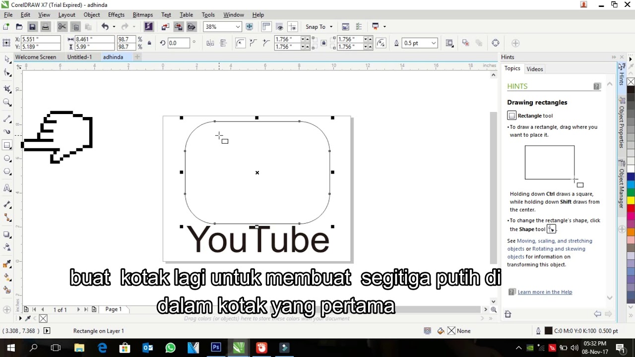 cara gampang membuat logo youtube dengan corel draw!!!