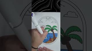 Tropical Beach Escape Coloring Page