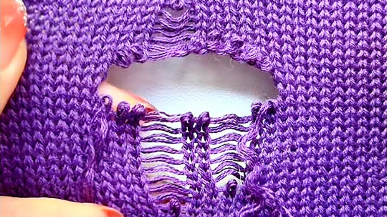 How to Invisibly Repair a Hole in a Knitted Sweater at Home - YouTube