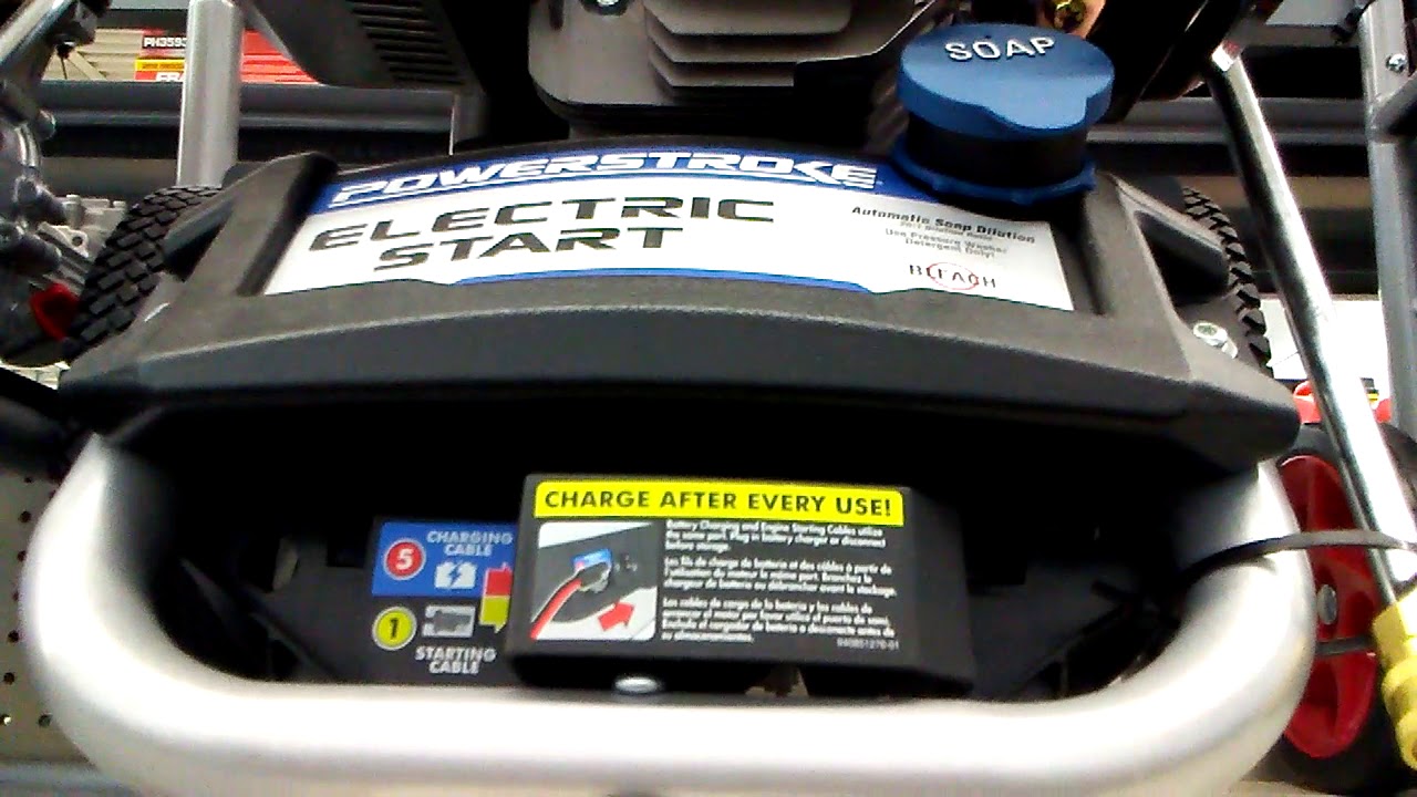 Powerstroke 3200 psi electric start gas pressure washer first look YouTube