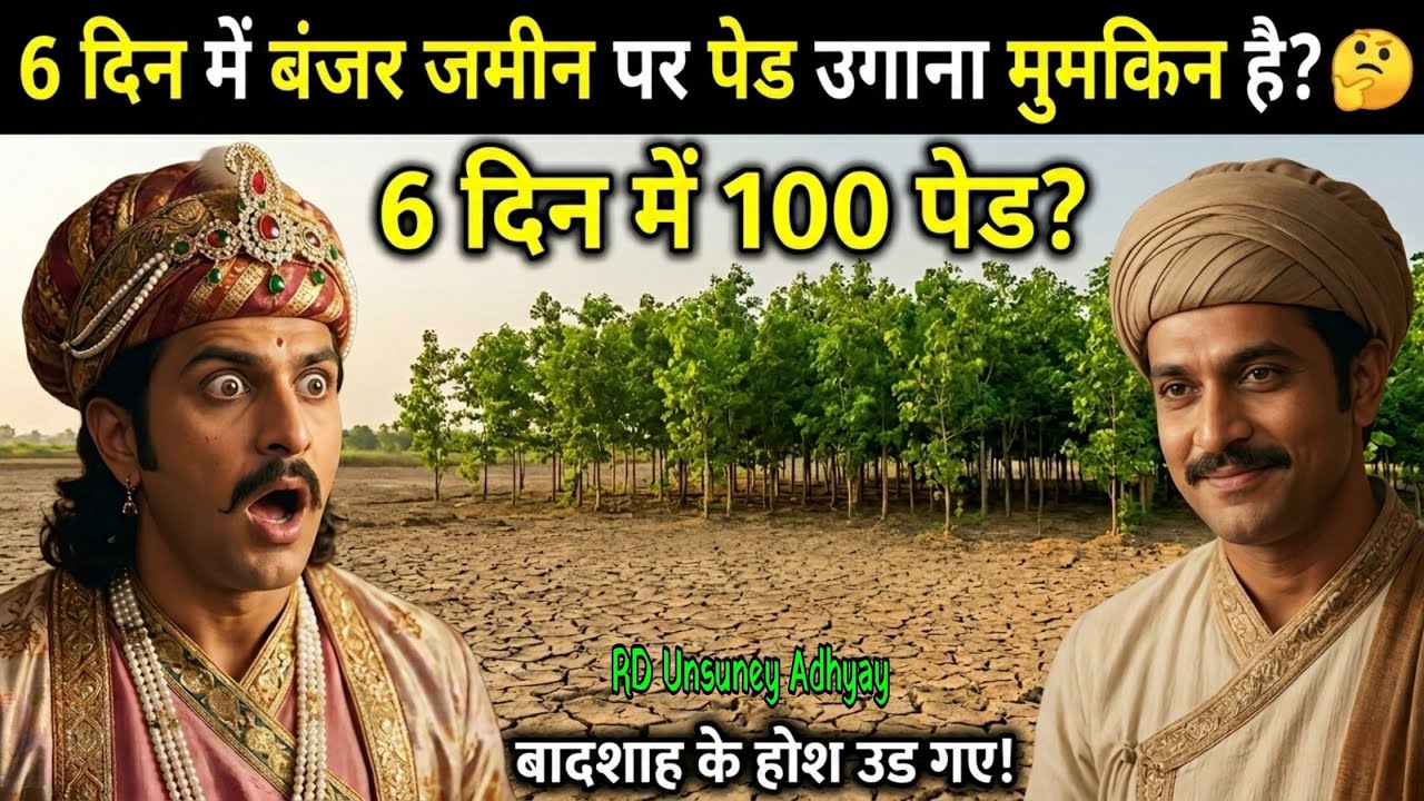 6 दिन में बंजर जमीन पर 100 पेड? 😱 बीरबल का यह चमत्कार देख बादशाह भी हैरान! | Akbar Birbal Story 