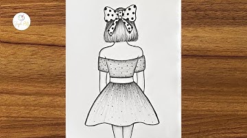 How to draw a girl from backside || Easy drawing for girls || Drawing for girls beautiful and easy