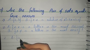 Are following pair of sets equal? give reasons A={2,3} B={x:x is solution of x2+5x+6=0} A={x:x is a