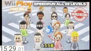 Former WORLD RECORD] Wii Play - Find Mii All 99 Levels Speedrun
