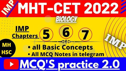 |MOST IMP CHAPTERS 5 , 6 & 7|ONE SHORT |MHT-CET2022 CRASH COURSE #nie #biology #hsc #mcq‎@GYANLABAP