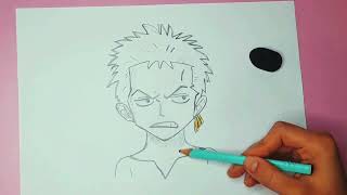 how to draw and paint Zoro |ONE PIECE | MANGA |رسم شخصية زورو | السيّاف | وان بيس