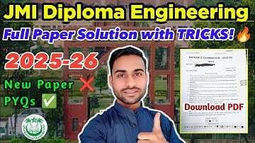 JMI Diploma 2025 | Full Question Paper Solution 🔥 | Jamia Polytechnic Entrance Answer Key & Tips