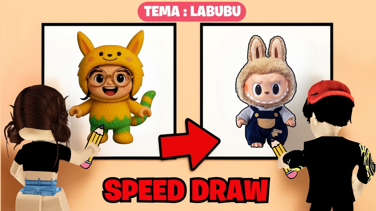 YARAMAZ LABUBU KARAKTERLERİNİ ÇİZİYORUZ😊AYŞEM ECE ARI💥ROBLOX SPEED DRAW