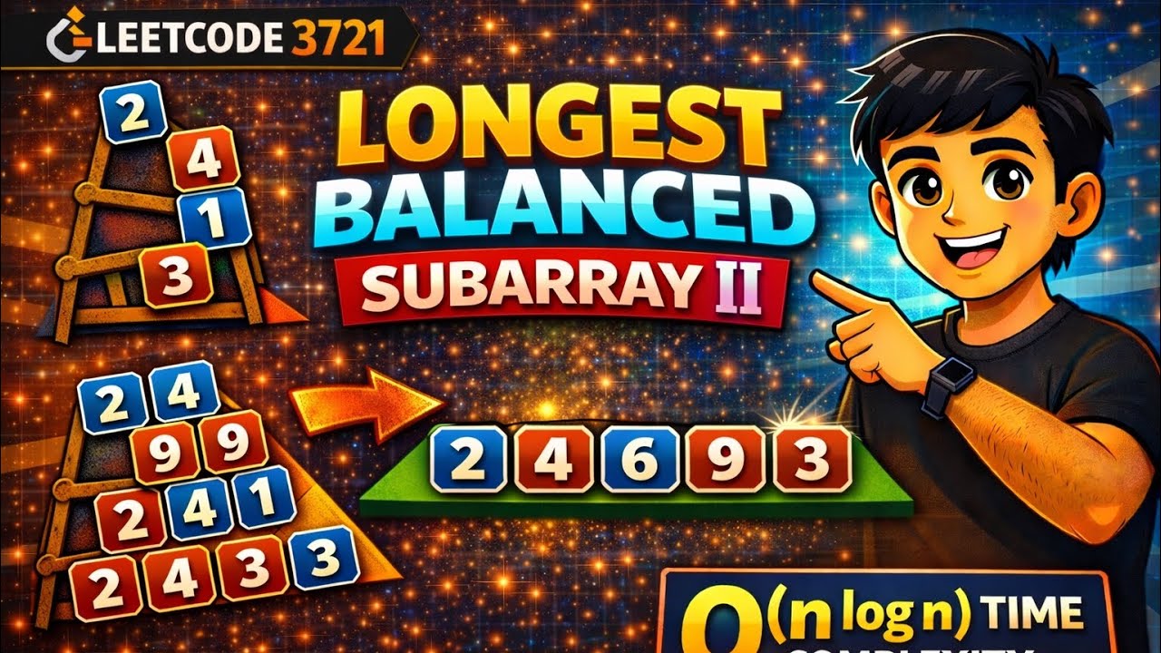 LeetCode 3721 | Longest Balanced Subarray II 🔥 Hard | Segment Tree ...