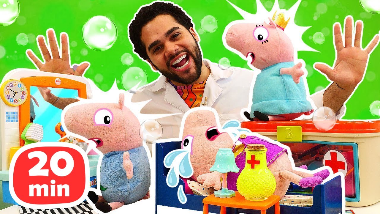 Vamos brincar de doutor! Kit médico. Brincadeiras com a Peppa Pig e o George Pig