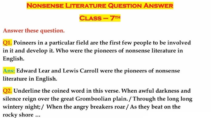 Literary Nonsense, Definition, Characteristics & Examples - Video & Lesson  Transcript