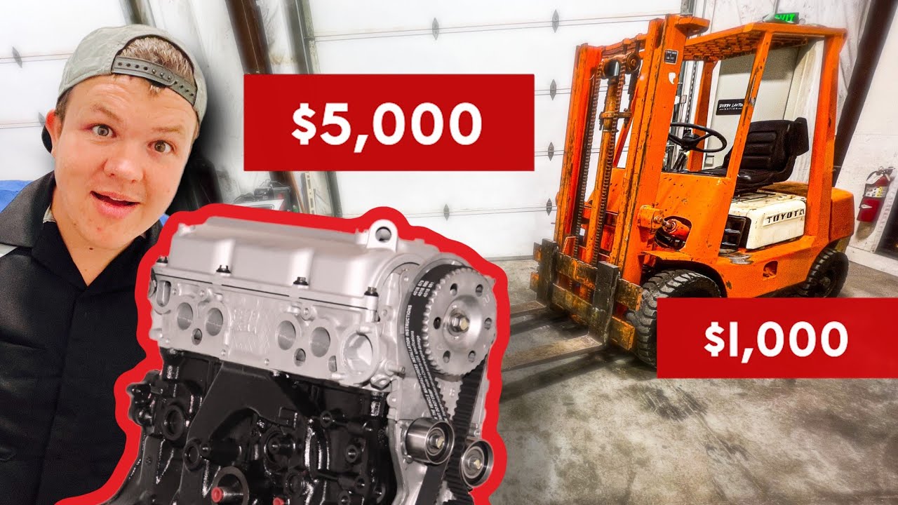 We Put a $5,000 Engine in our $1,000 Forklift! - YouTube