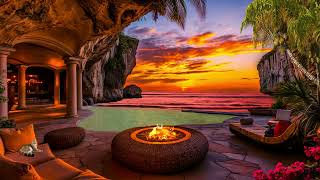 Sleep Soundly in a Sunset Cave Villa🌊Soft Ocean Waves, Firepit Crackling&Gentle Sea Breeze for Relax screenshot 4