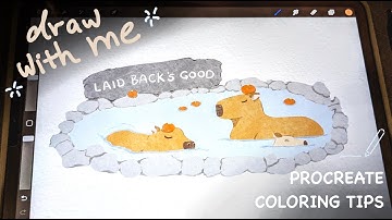 Draw With Me in Procreate | Efficient Coloring Tips, Drawing Capybara With a Texture Brush