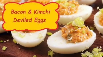 Bacon and Kimchi Deviled Eggs - Keto Recipe