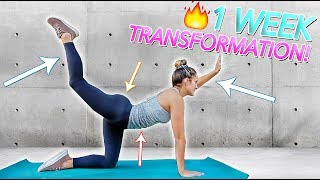 1 WEEK BODY TRANSFORMATION!! (Abs/Core, Booty, Legs) At Home Workouts!