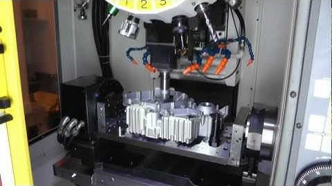 4-axis machining of automotive aluminium housing on FANUC Robodrill D21LiA with DDR-T torque motor