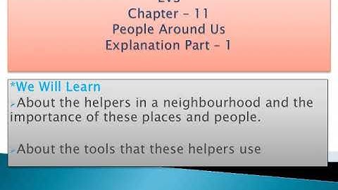 Class: 1, Subject:- EVS, Chapter:- 11, ( People Around Us) Part 1