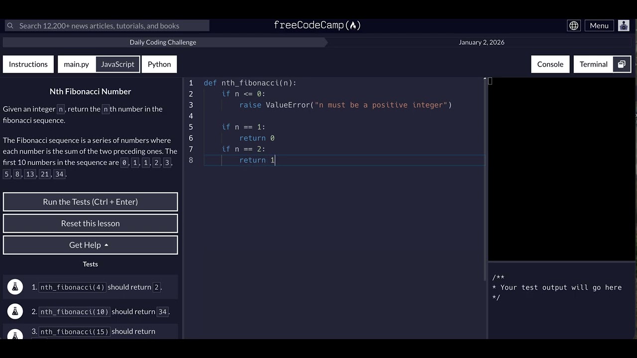 FreeCodeCamp - Daily Challenge - Python - Resolution Streak - January 2, 2026