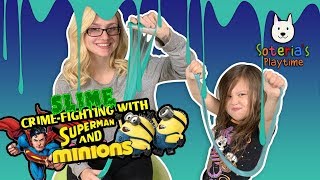 SLIME STORIES! Minions and Superman Slime! | ASMR Slime Top Channel | Toddlerific Story Time