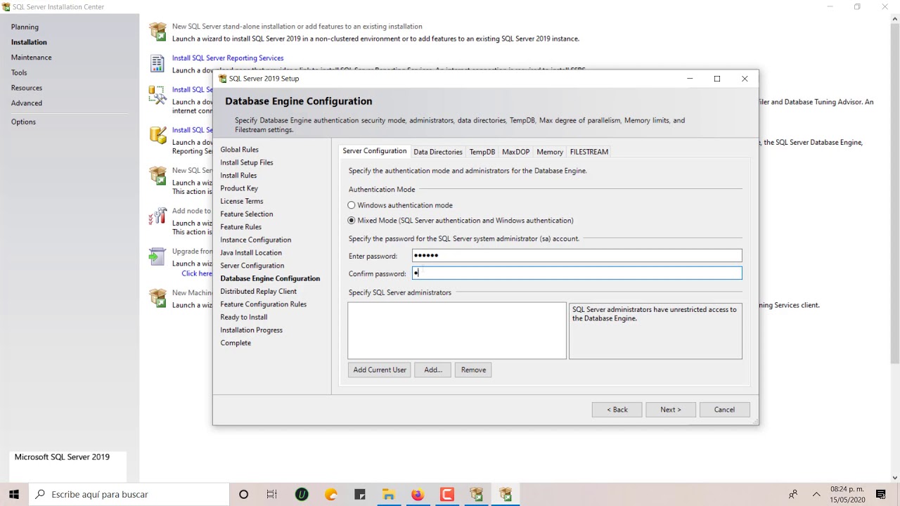 Instalación Sqlserver 2019 Preparación para utilizarlo con java - YouTube