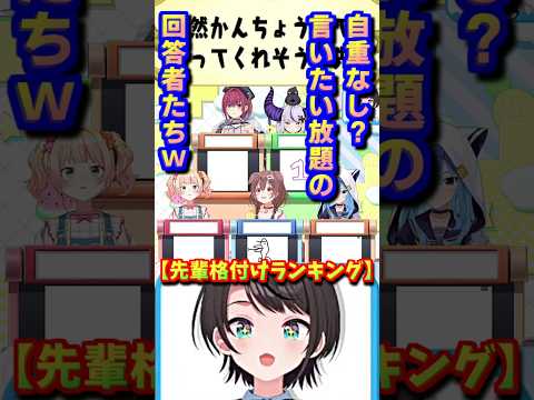 【ホロライブ切り抜き】先輩格付けランキング!自重なし!?言いたい放題のホロメン回答者たちw【ホロライブ/大空スバル】