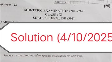 Class 11 english paper solution 2025-26 / mid term exam 2025-26 / english answer key morning shift