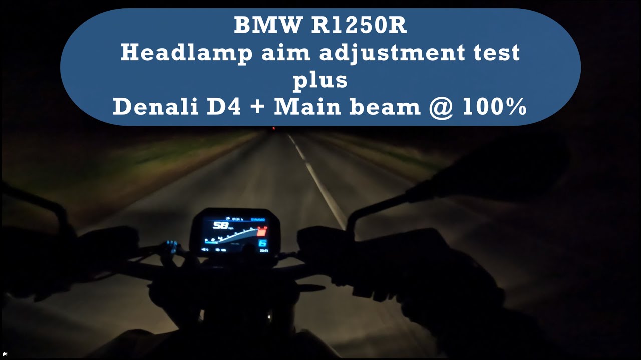 BMW R1250 Headlight alignment and Denali D4 testing - YouTube
