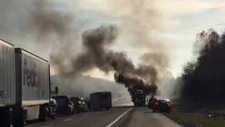 Video Car Hauler Fire On Interstate 81 At Mile Marker 64