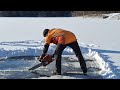 Cutting Ice on a Frozen Lake with chainsaw Husqvarna 560XP | Extreme New Year Ice Bath Prep