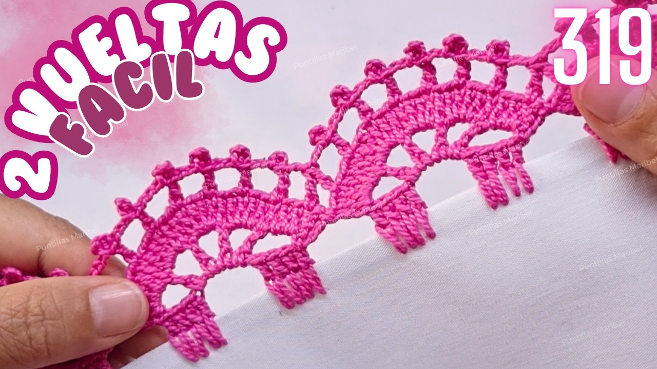 🍂 Idea de puntilla de 2 vueltas, muy sencilla y explicada paso a paso 🍂 319
