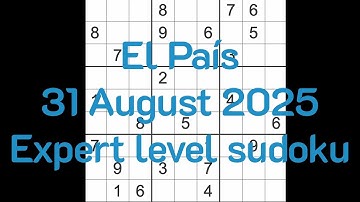 Sudoku solution El País 31 August 2025 Expert level