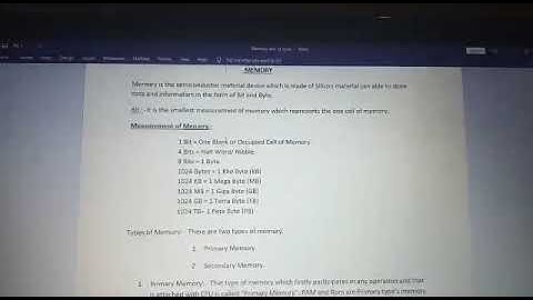 CLASS-9, Ch-1-Memory and It