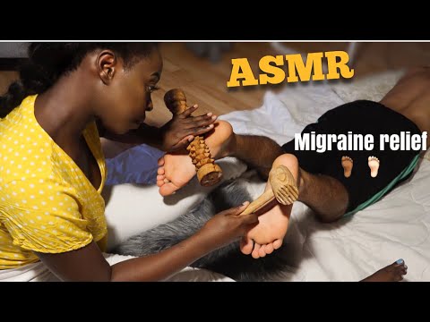 (ASMR) Reflexology Migraine Relief 🙇🏽‍♂️/ Pressing Feet 🦶🦶🏾Pressure Points