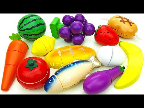 Fun Learning Names of Fruit and Vegetables Wooden Toys Cutting Fruit Education videos Fun for Kids