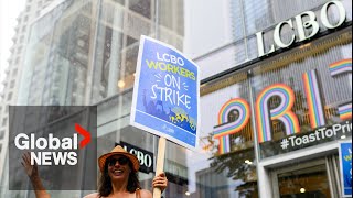 LCBO workers rally on day 2 of strike that's shuttered liquor stores