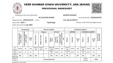 Vksu Part 2 BA Result Download 2019-22