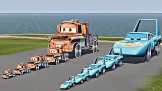 flatbed Trailer Truck Rescue - Cars vs Rails - Speed Bumps - BeamNG.Drive