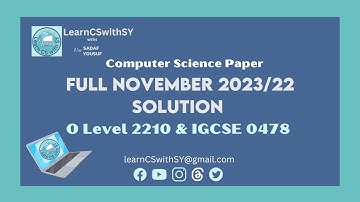 Full  IGCSE (0478) | O Level Computer Science 2210 October/November 2023 /22 Paper 2 | Solved paper