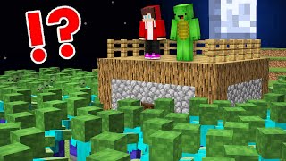 WE ARE SURROUNDED BY ZOMBIES in Minecraft Challenge - Maizen JJ and Mikey