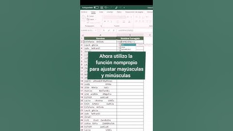 Corregir nombres en Excel.