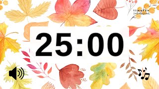 25 Minute Timer with Music for Classroom & Study | Fall Leaves Classroom Timer