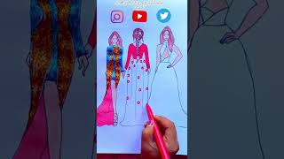 Costume - Instagram vs YouTube vs Twitter || Beautiful dress painting #shorts